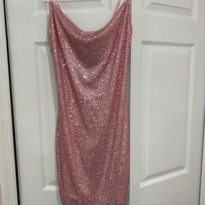 Fashion Nova pink kaya sequins mini dress size large
